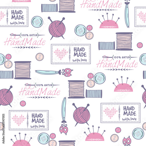 Handmade needlework badges vector pattern