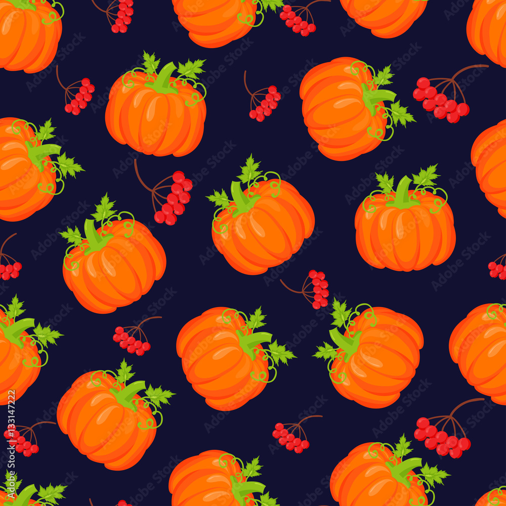 Orange pumpkins vector seamless pattern. Orange pumpkins vector seamless pattern.