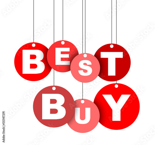 Red easy vector illustration isolated circle tag banner best buy. This element is well adapted for web design.