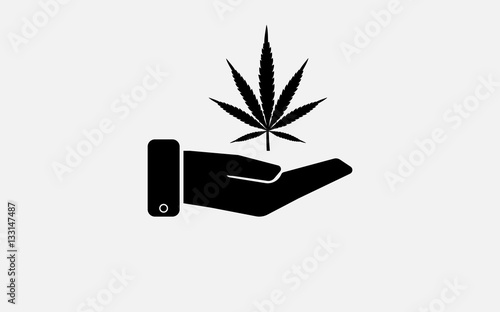 Marihuana in hand icon