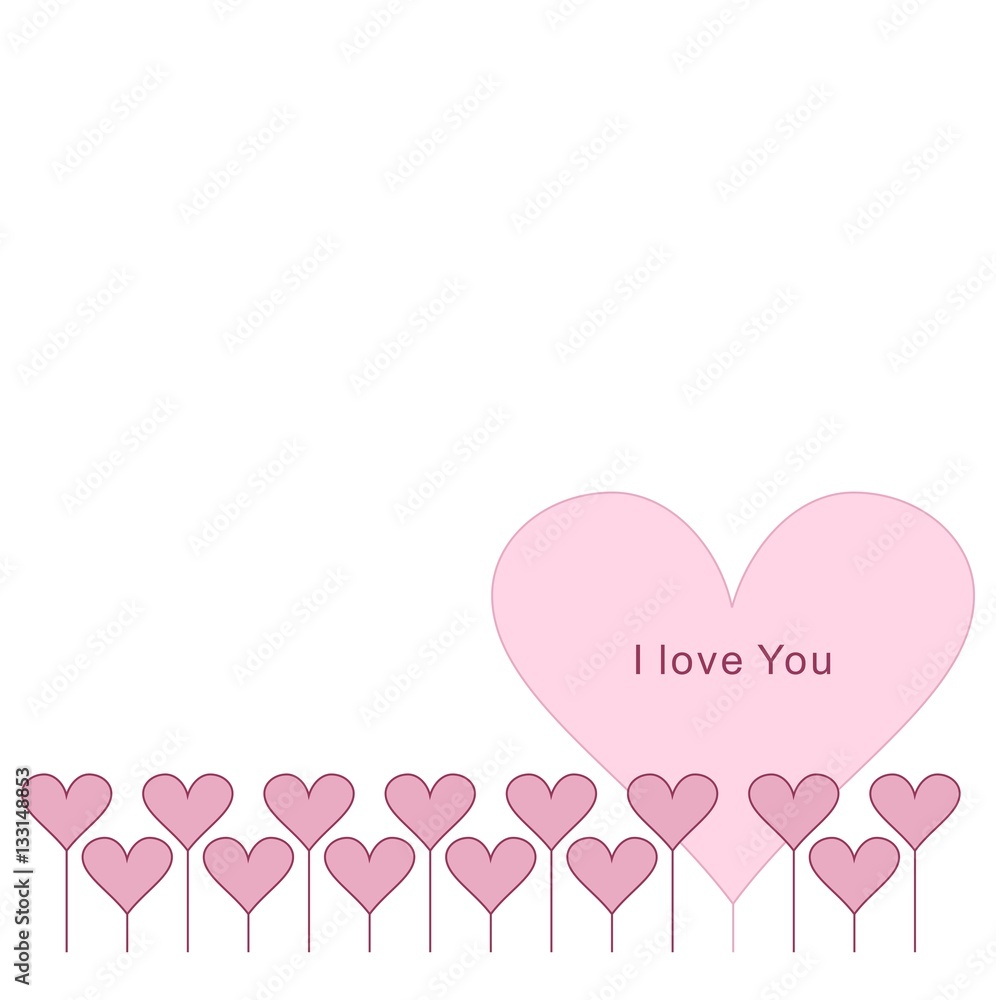 Pink heart border. Vector.Horizontal light pink borders of hearts for for greetings card Happy Valentine's Day
