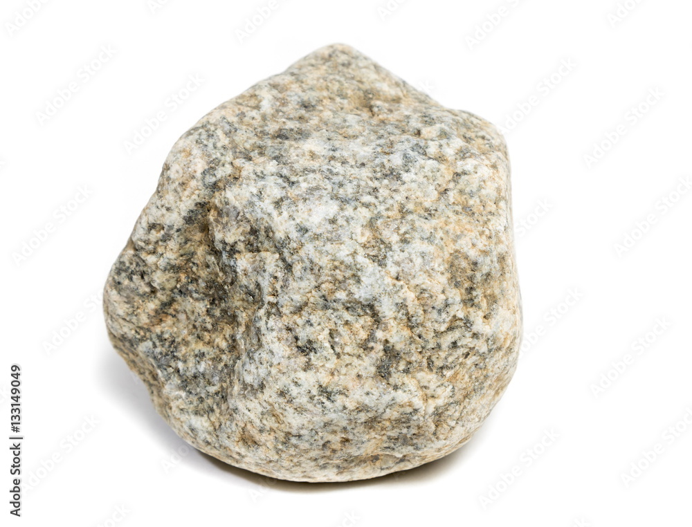 Single natural stone on white background Single natural stone on white background