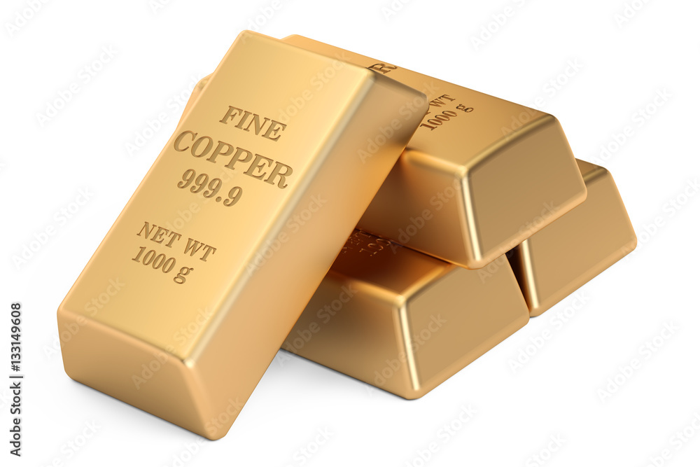 copper bars, 3D rendering copper bars, 3D rendering