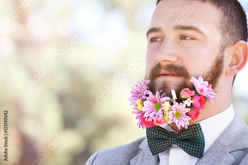 Handsome man with beard of ...