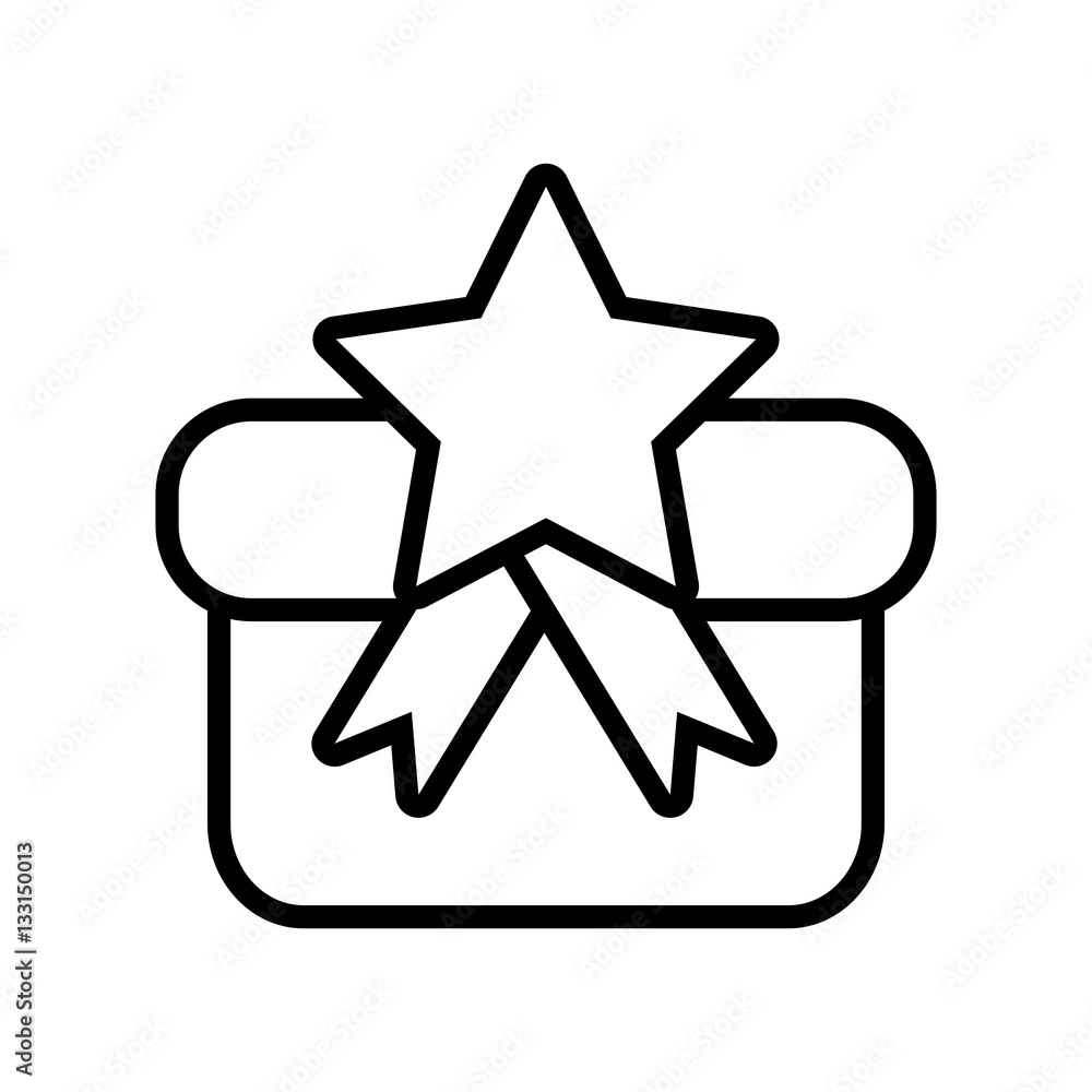 Obraz premium gift box star ribbon present outline vector illustration eps 10