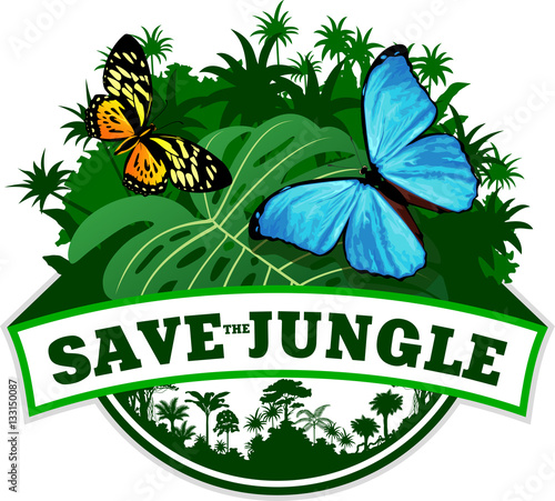Vector Jungle Emblem with butterflies