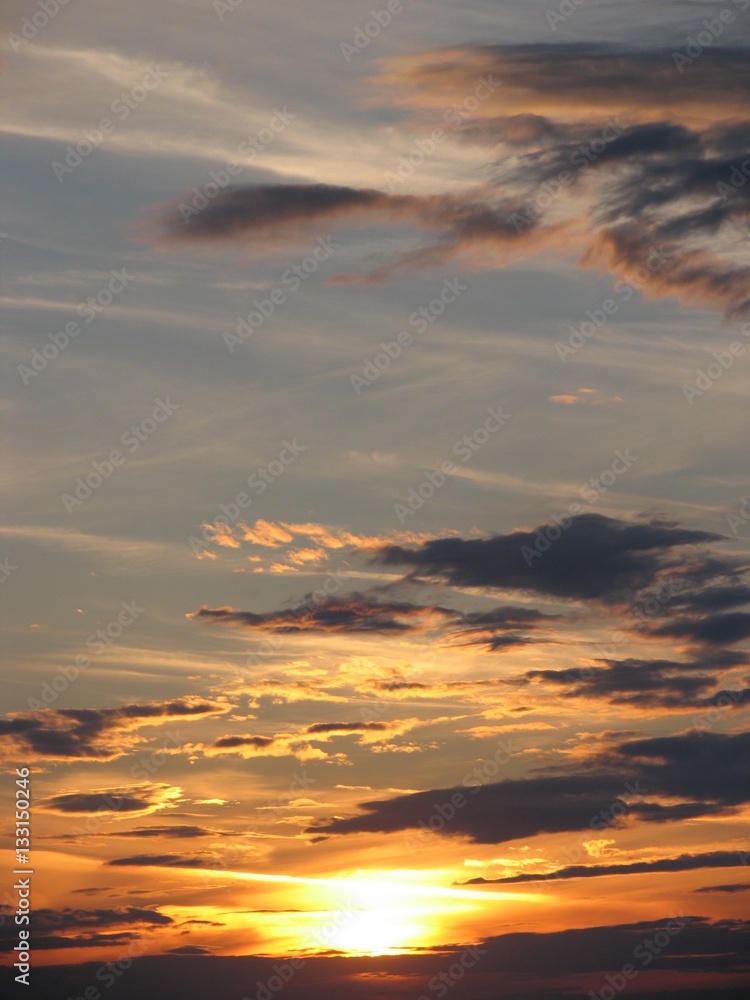sunset sky with cirrus clouds