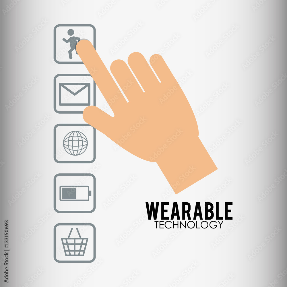 hand touch wearable technology device vector illustration eps 10 hand touch wearable technology device vector illustration eps 10