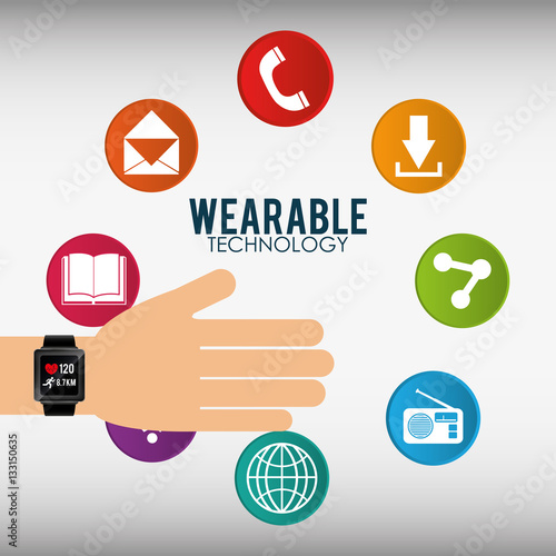 hand with smart watch wearable technology icon vector illustration eps 10