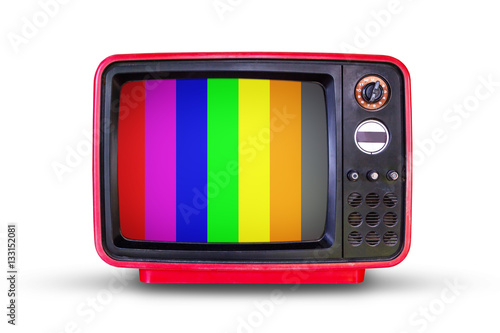 Vintage television on white background.