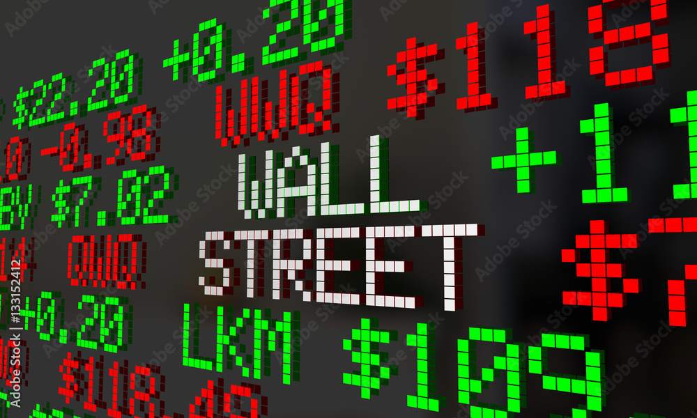 Wall Street Stock Market Ticker Exchange Words 3d Illustration