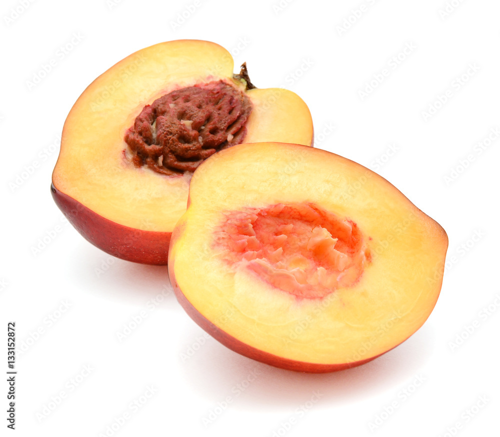 organic peach fruit cutout on white background organic peach fruit cutout on white background