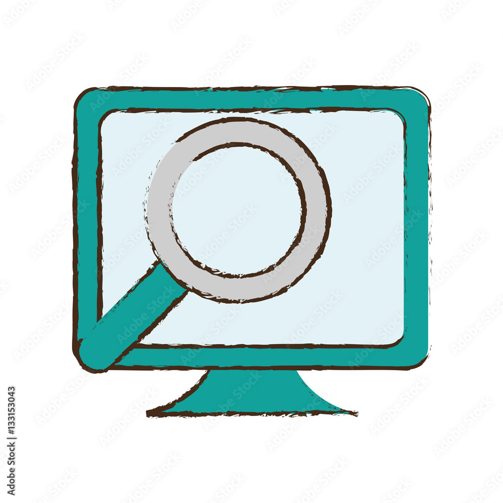 monitor search computer device sketch vector illustration eps 10 monitor search computer device sketch vector illustration eps 10