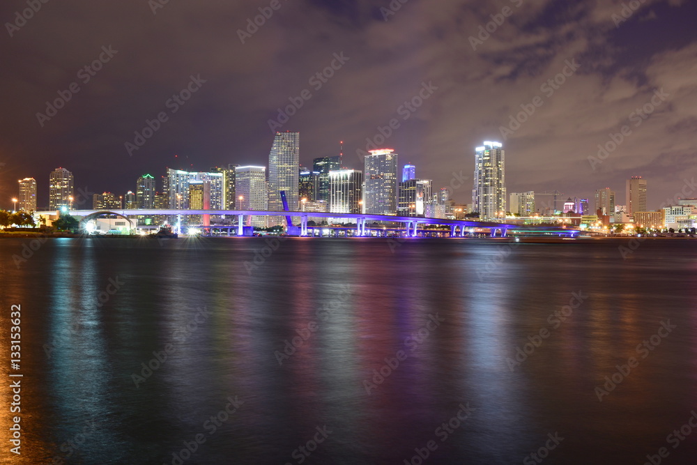 Miami, Florida - USA - January 08, 2016: Night in Miami Miami, Florida - USA - January 08, 2016: Night in Miami
