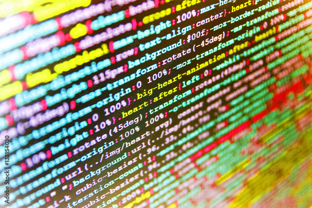 Abstract source code background. Hacker breaching net security. IT  specialist workplace. Script procedure creating. Software source code.  Writing programming functions on laptop. Stock Photo | Adobe Stock