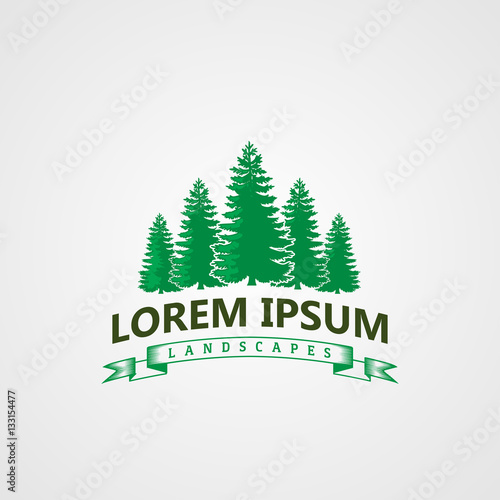 Canvas Print Landscape pines tree Logo