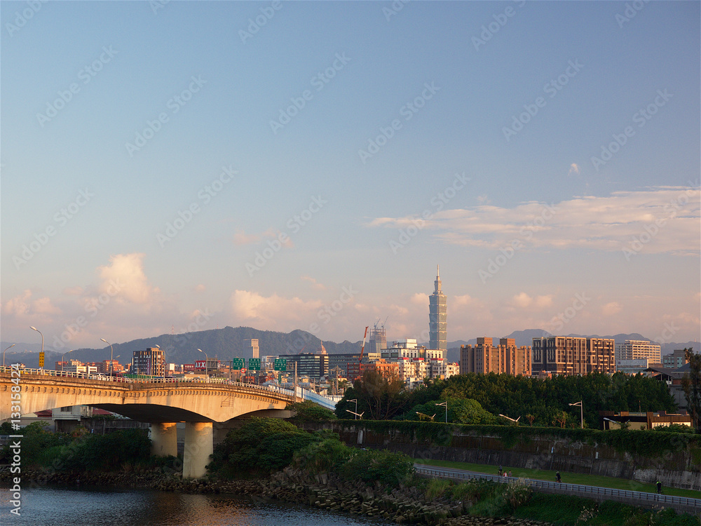 Extend viaduct at Riverside,Taipei city scape,Taiwan Extend viaduct at Riverside,Taipei city scape,Taiwan