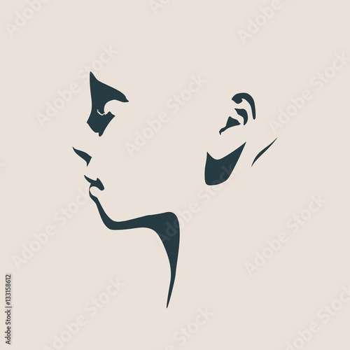 Human head silhouette. Face profile view. Elegant silhouette of part of human face. Vector Illustration of a sleeping beauty