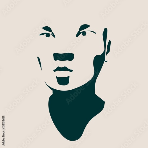 Human head silhouette. Face front view. Elegant silhouette of part of human face. Vector Illustration of an asian woman