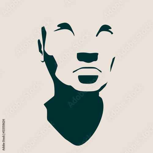 Human head silhouette. Face front view. Elegant silhouette of part of human face. Vector Illustration of an asian woman