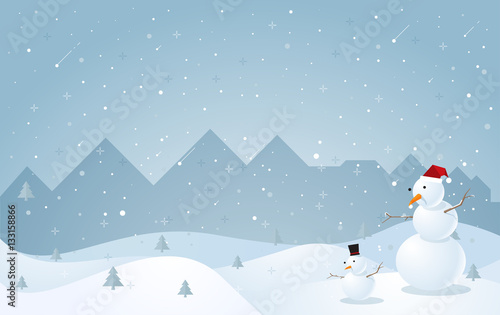 Snowman in winter season background. vector illustration.