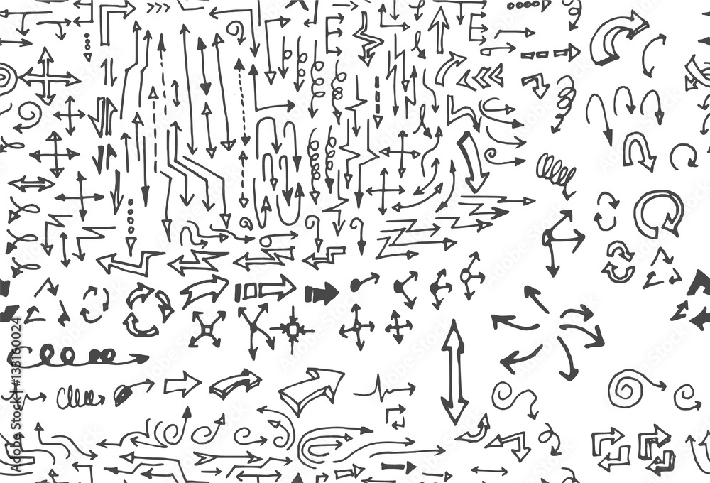 hand-drawn doodle seamless pattern with arrows