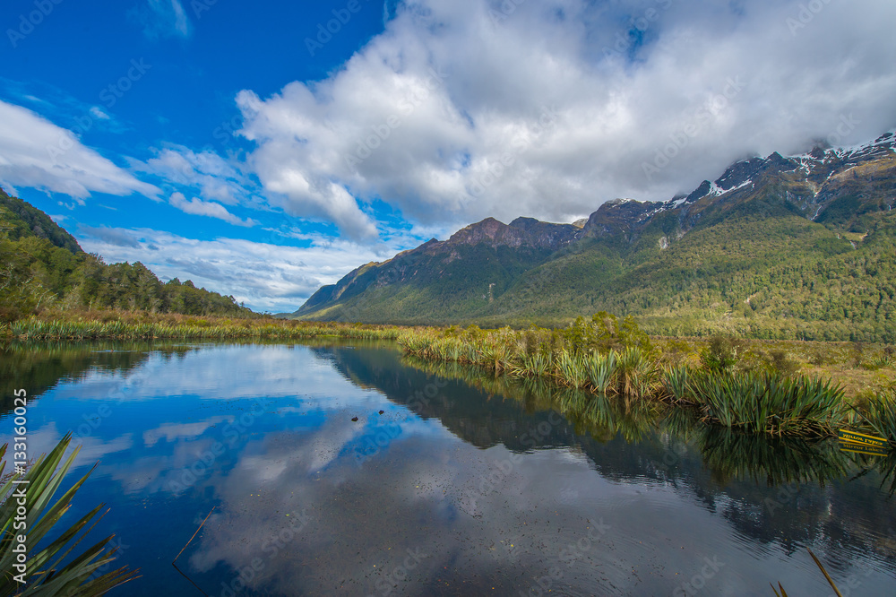 lake like mirror reflect sky cloud and mountain