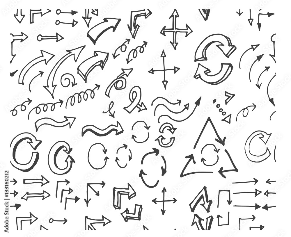 hand-drawn doodle seamless pattern with arrows