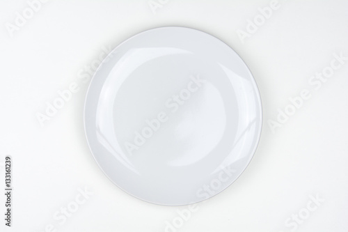 Top view of white plate on white