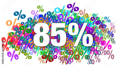 85 Percent White Text on Colorful Percentage Background