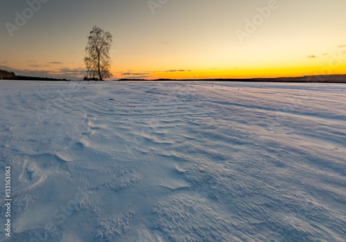 Colorful winter after sunset landscape