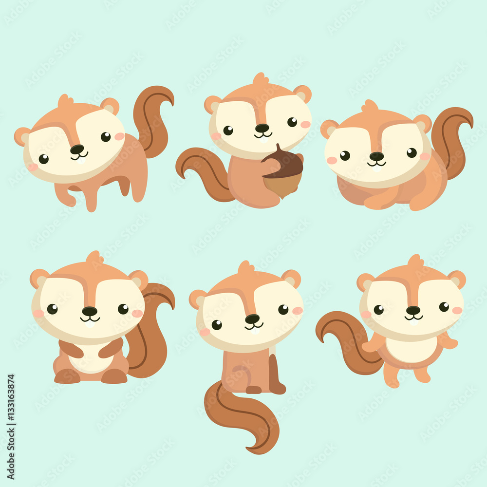 Little cute squirrel in different poses.
Little cute squirrel in different poses.