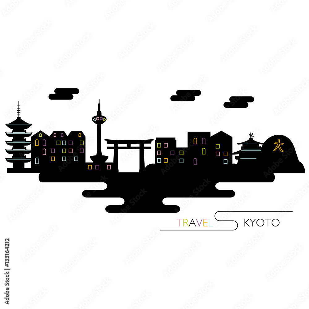 Obraz premium 京都の町並みのイラスト