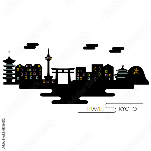京都の町並みのイラスト