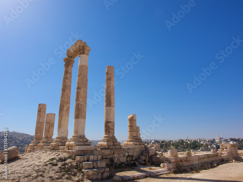 Rome temple ruins,Only stand tall pillars,Citadel Hill of Amman, Amman,Jordan