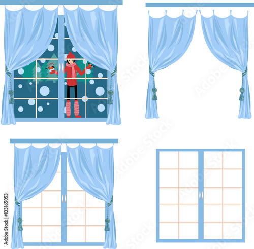 window and curtains set