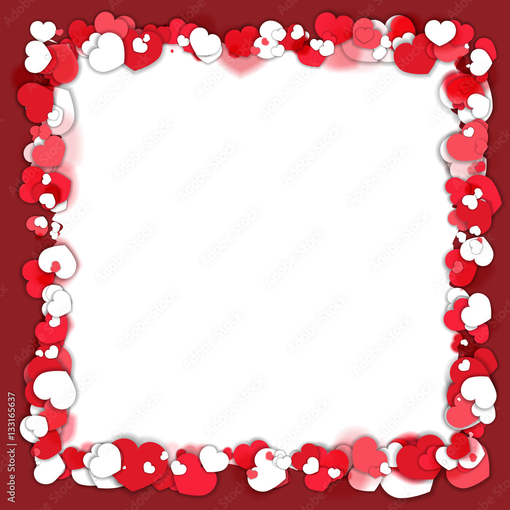 Obraz premium Red and White Hearts Border