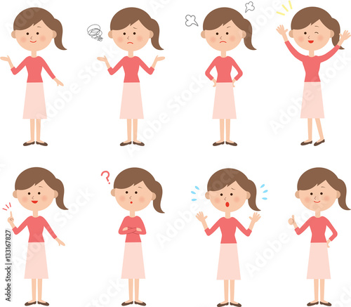 女性　セット　感情　表情