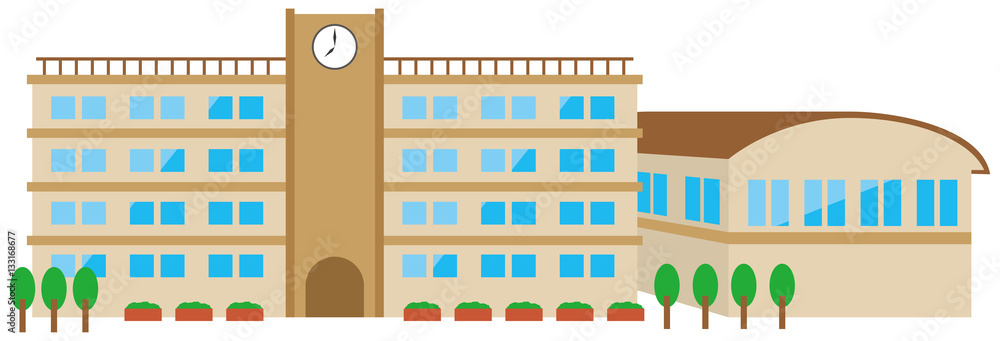 校舎と体育館のイメージイラスト Stock Vector Adobe Stock