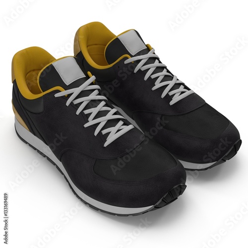 New unbranded running shoe, sneaker or trainer isolated on white. 3D illustration