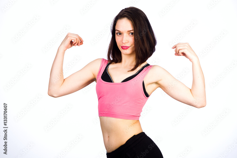 Young girl in the sports form Young girl in the sports form