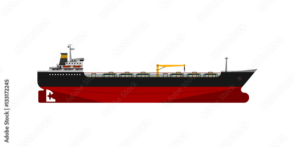Obraz premium Vector illustration. Oil tanker isolated flat design.