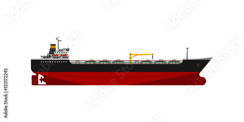 Vector illustration. Oil tanker isolated flat design.