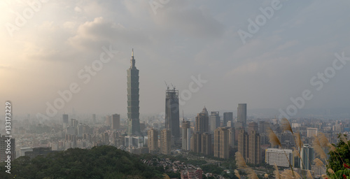 Taipei Skyline at before sunset in Taiwan Dec 2016