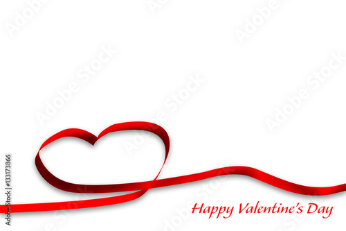 red line heart happy valentine's day isolated