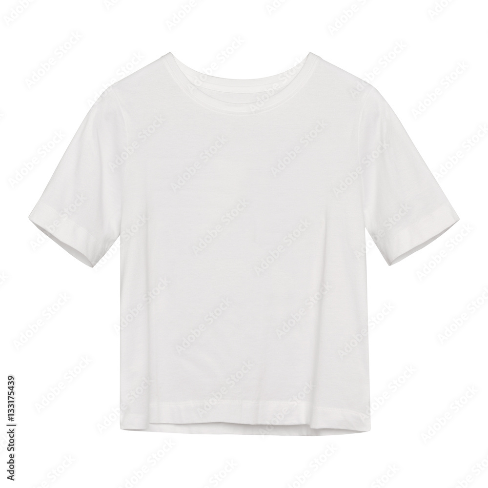 Woman`s white t-shirt with empty space isolated Woman`s white t-shirt with empty space isolated