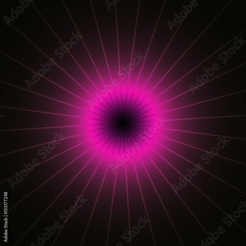 Purple pink shinning neon spike discs on dark background.