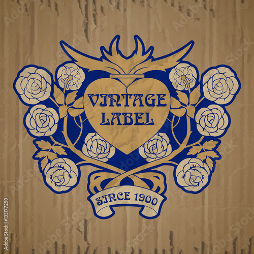 vector vintage items: label Art Nouveau
