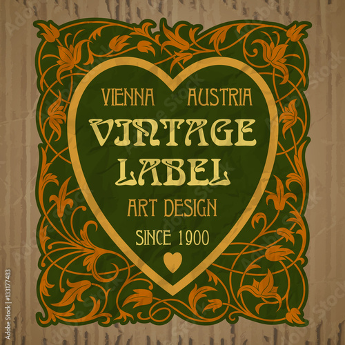 vector vintage items: label Art Nouveau
