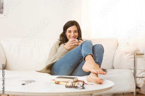 Woman relaxing at home